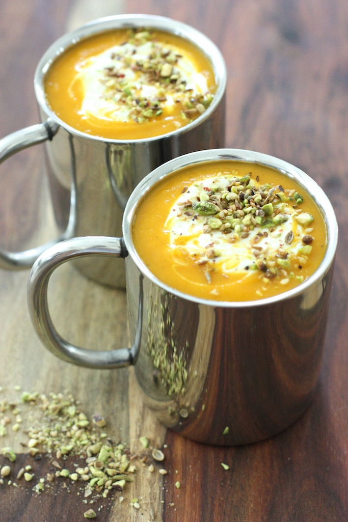 Roasted Carrot Soup
 Roasted Carrot Soup with yoghurt & dukkah and aching