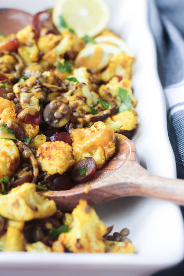 Roasted Cauliflower Salad
 Roasted Cauliflower Salad w Lentils & Grapes Veggie