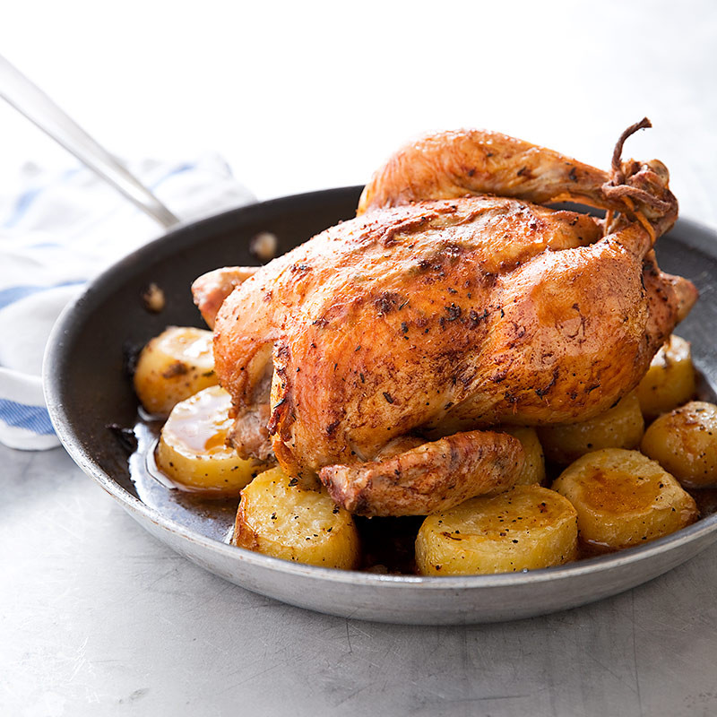 Roasted Chicken And Potatoes
 e Pan Roast Chicken and Potatoes