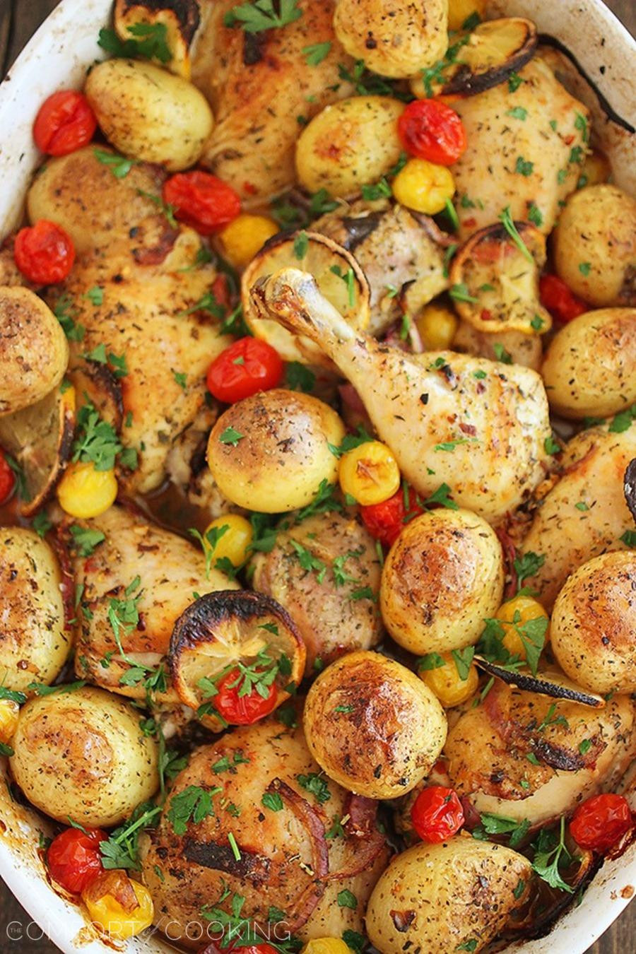 Roasted Chicken And Potatoes
 Easy Roasted Lemon Chicken with Tomatoes and Potatoes