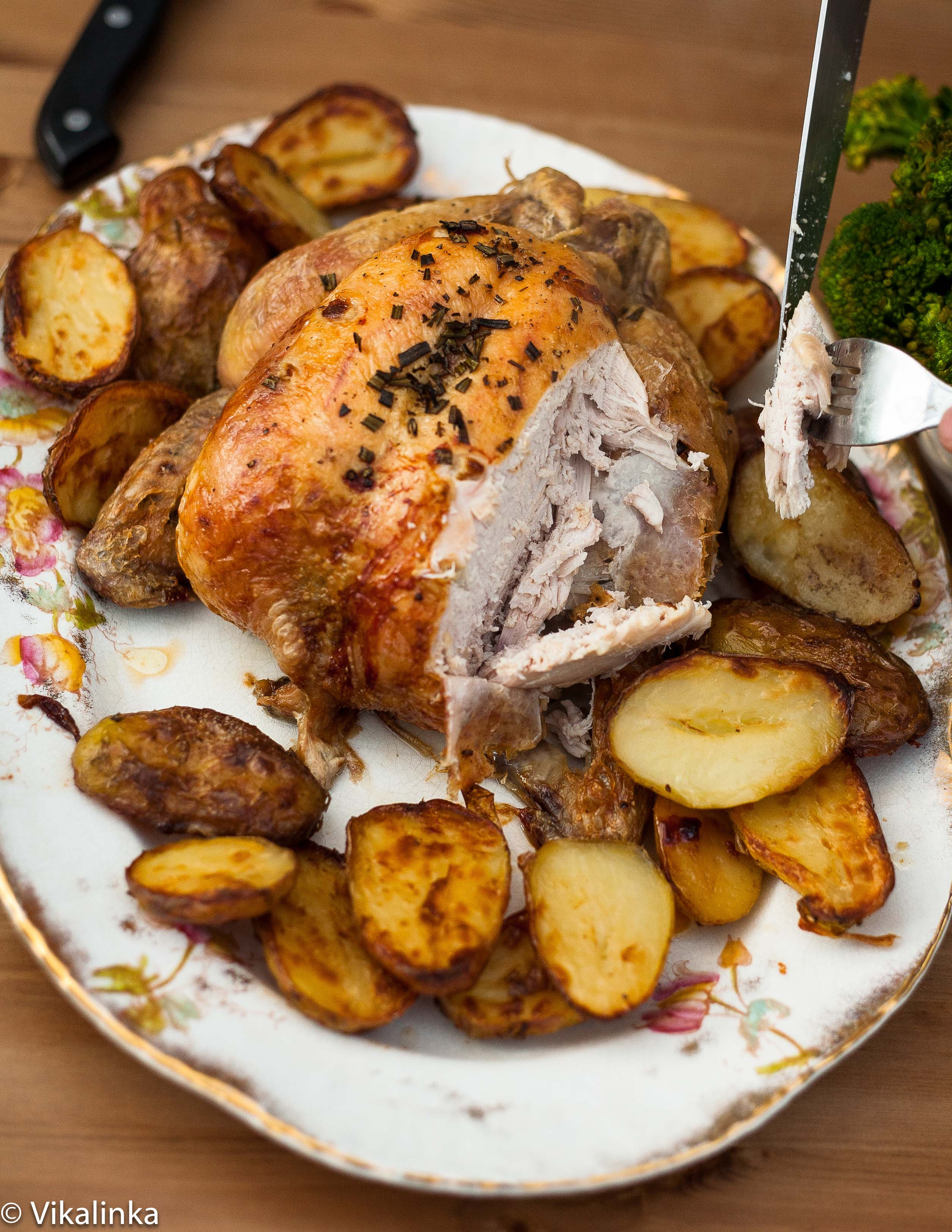 Roasted Chicken And Potatoes
 Rosemary and Thyme Infused Roast Chicken and Potatoes