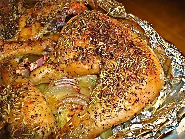 Roasted Chicken Leg Quarters
 Herb Roasted Chicken Legs with Root Ve ables