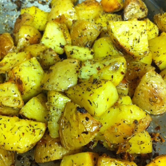 Roasted Gold Potatoes
 Roasted Yukon gold potatoes Nom Nom Nom