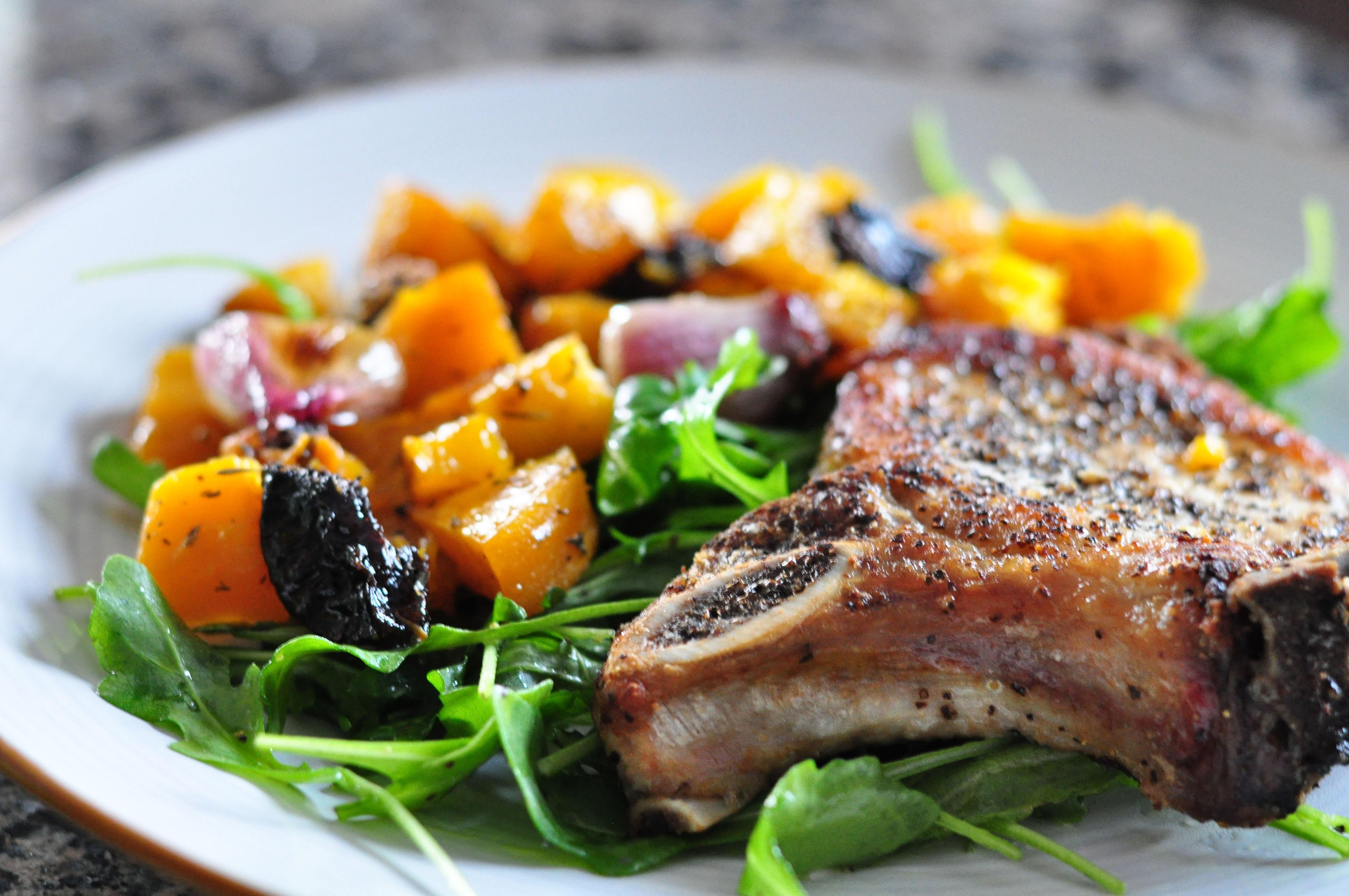 Roasted Pork Chops
 Oven Pork Chop Pan Roast & Butternut Squash