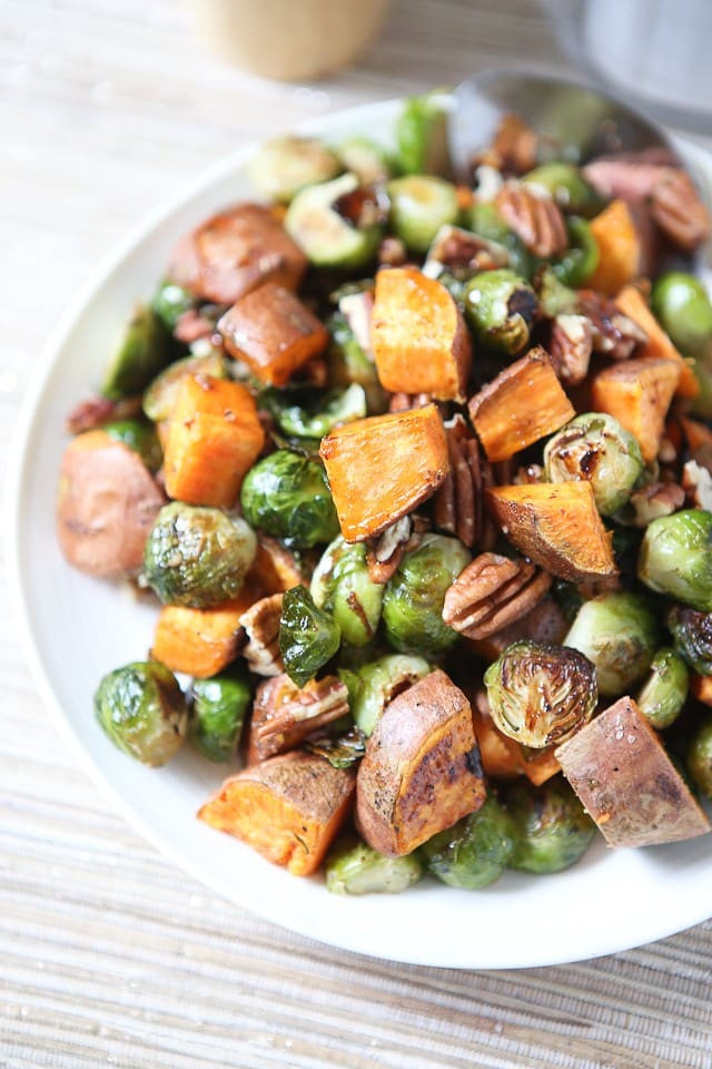 Roasted Potatoes And Brussel Sprouts
 Roasted Sweet Potatoes and Brussels Sprouts with Pecans