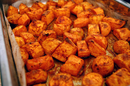 Roasted Sweet Potato Chunks
 Go Bake or Go Home Roasted Spiced Sweet Taters