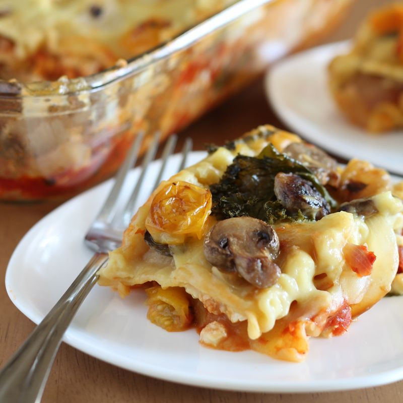 Roasted Vegetable Lasagna
 Roasted Ve able Lasagna and Four Years Vegan Yumminess