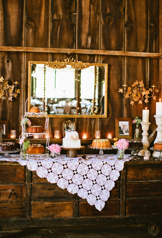 Rustic Dessert Table
 Miss Lovie Fall Wedding Ideas Rustic Dessert Table