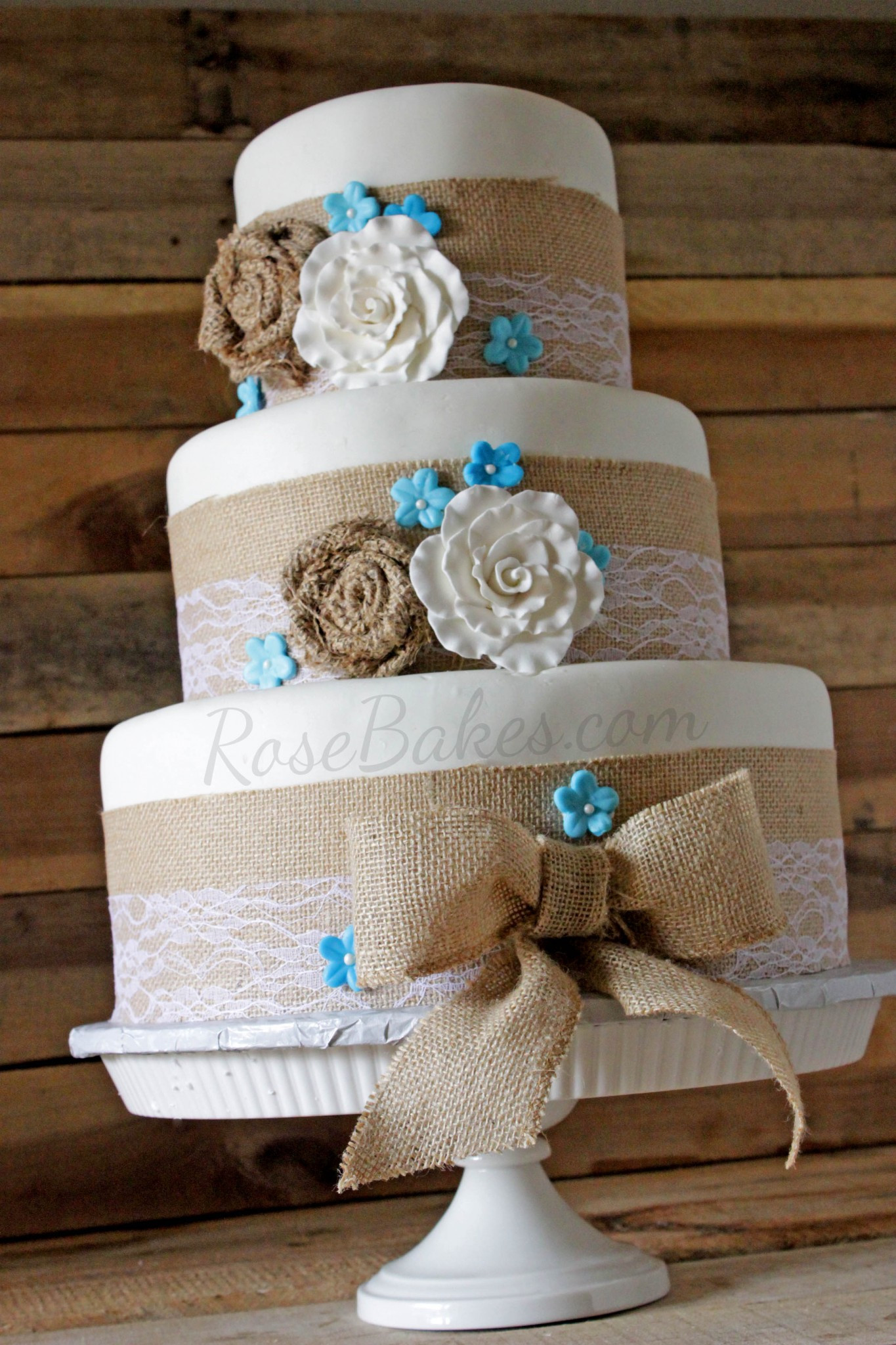 Rustic Wedding Cakes
 Burlap & Lace Rustic Wedding Cake Rose Bakes