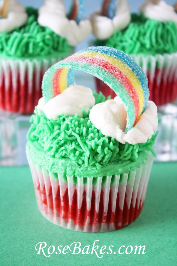 Saint Patrick Cupcakes
 St Patrick s Day Cupcakes with Sour Power Rainbows