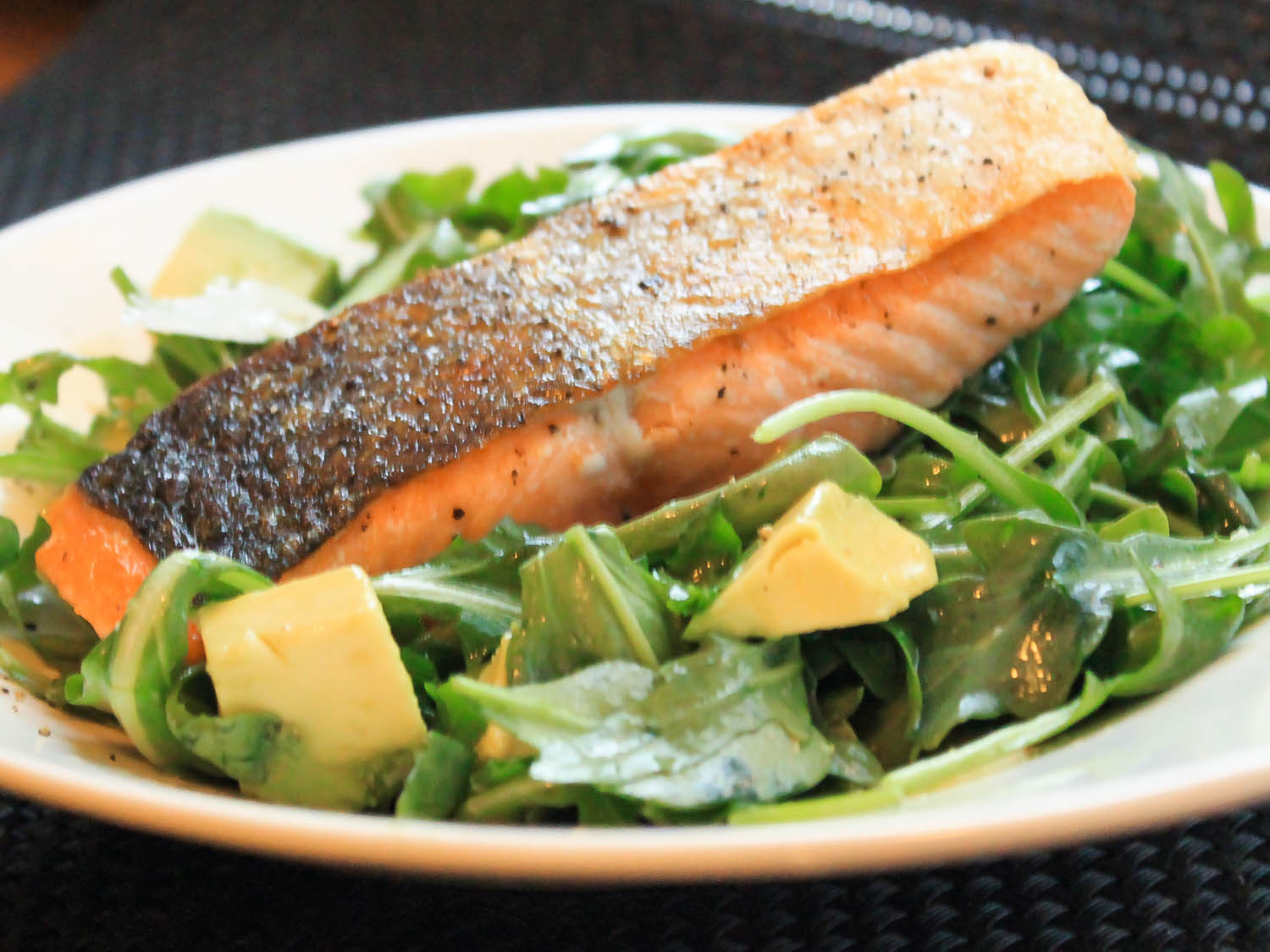 Salad With Salmon
 Pan Roasted Salmon With Arugula and Avocado Salad Recipe