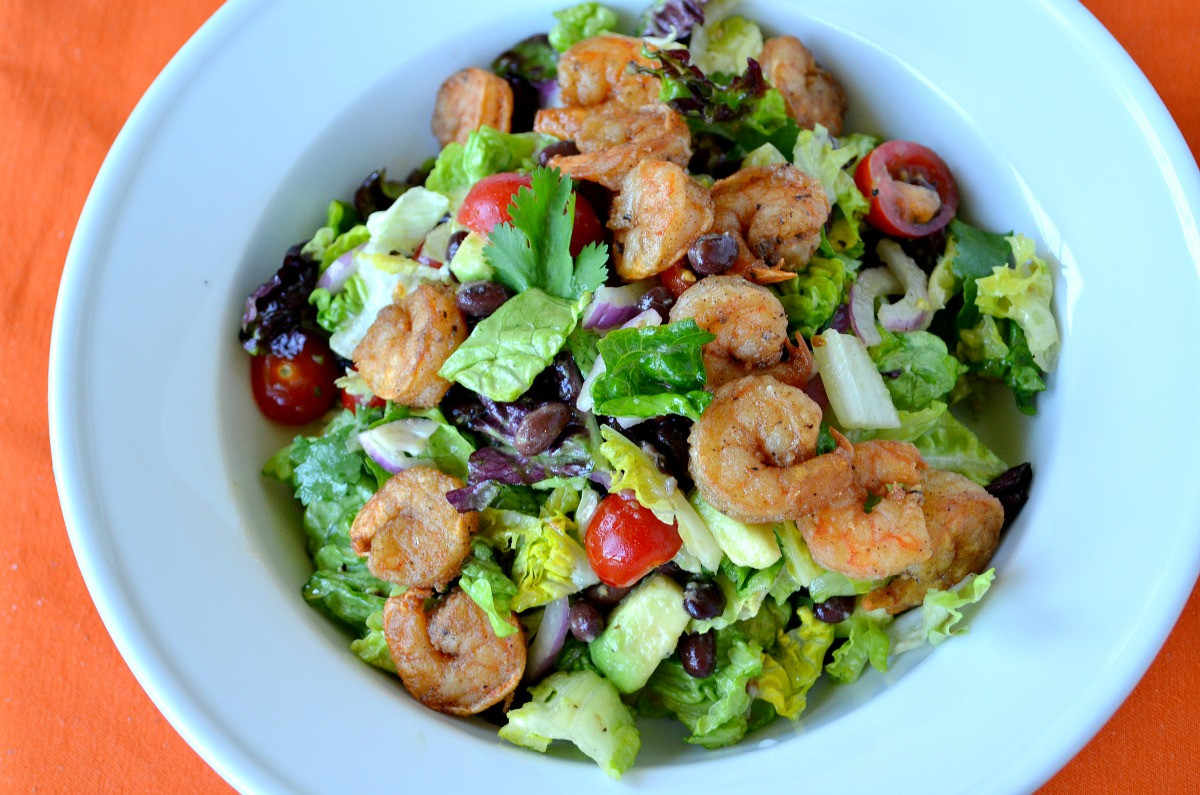 Salad With Shrimp
 Fried Five Spice Shrimp Salad with Black Beans and Avocados