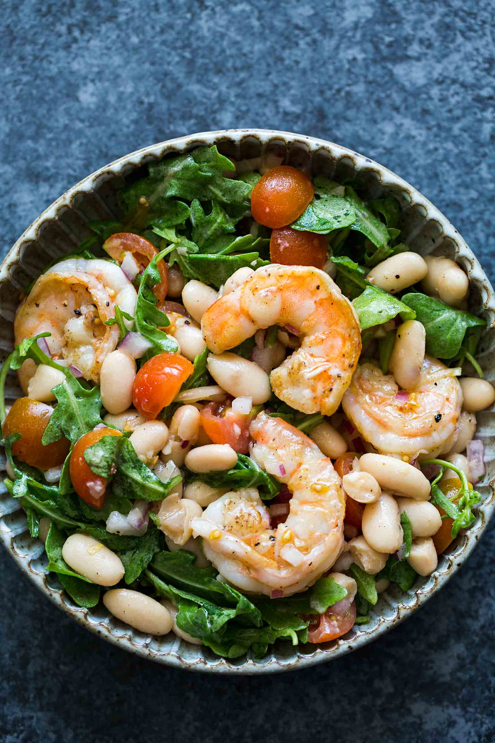 Salad With Shrimp
 Shrimp Arugula White Bean Cherry Tomato Salad Recipe