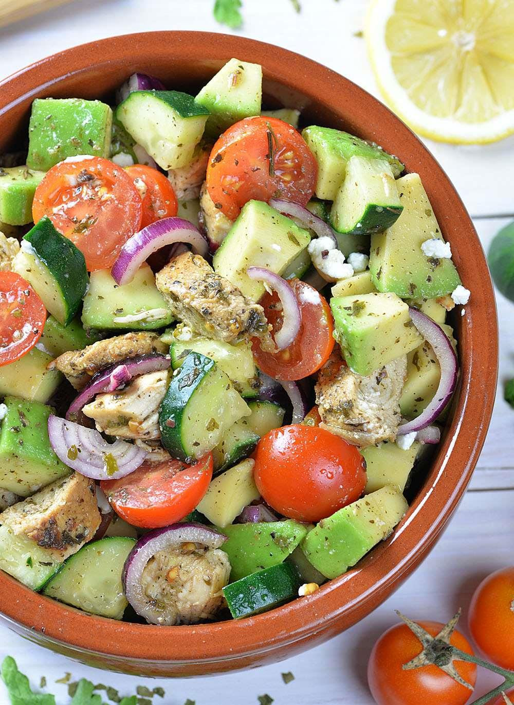 Salads For Dinner
 Healthy Chicken Cucumber Tomato and Avocado Salad OMG