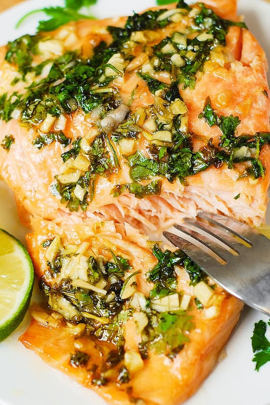 Salmon Dinner Ideas
 Cilantro Lime Honey Garlic Salmon baked in foil Julia