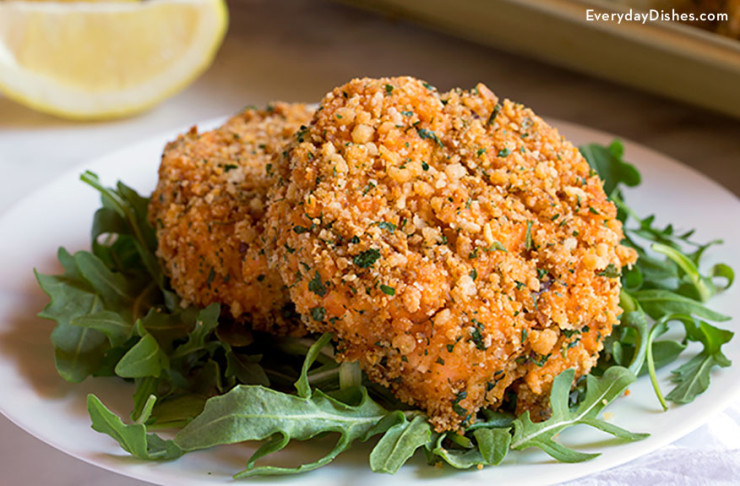 Salmon Patties Baked
 salmon patties with panko crumbs