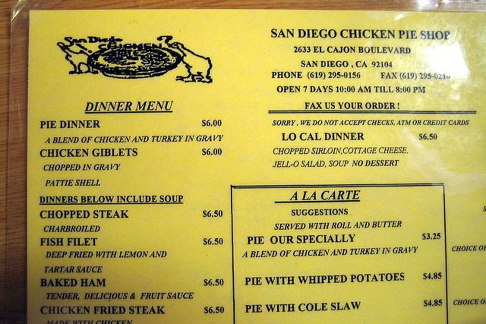 San Diego Chicken Pie Shop
 San Diego Chicken Pie Shop San Diego Restaurants Review