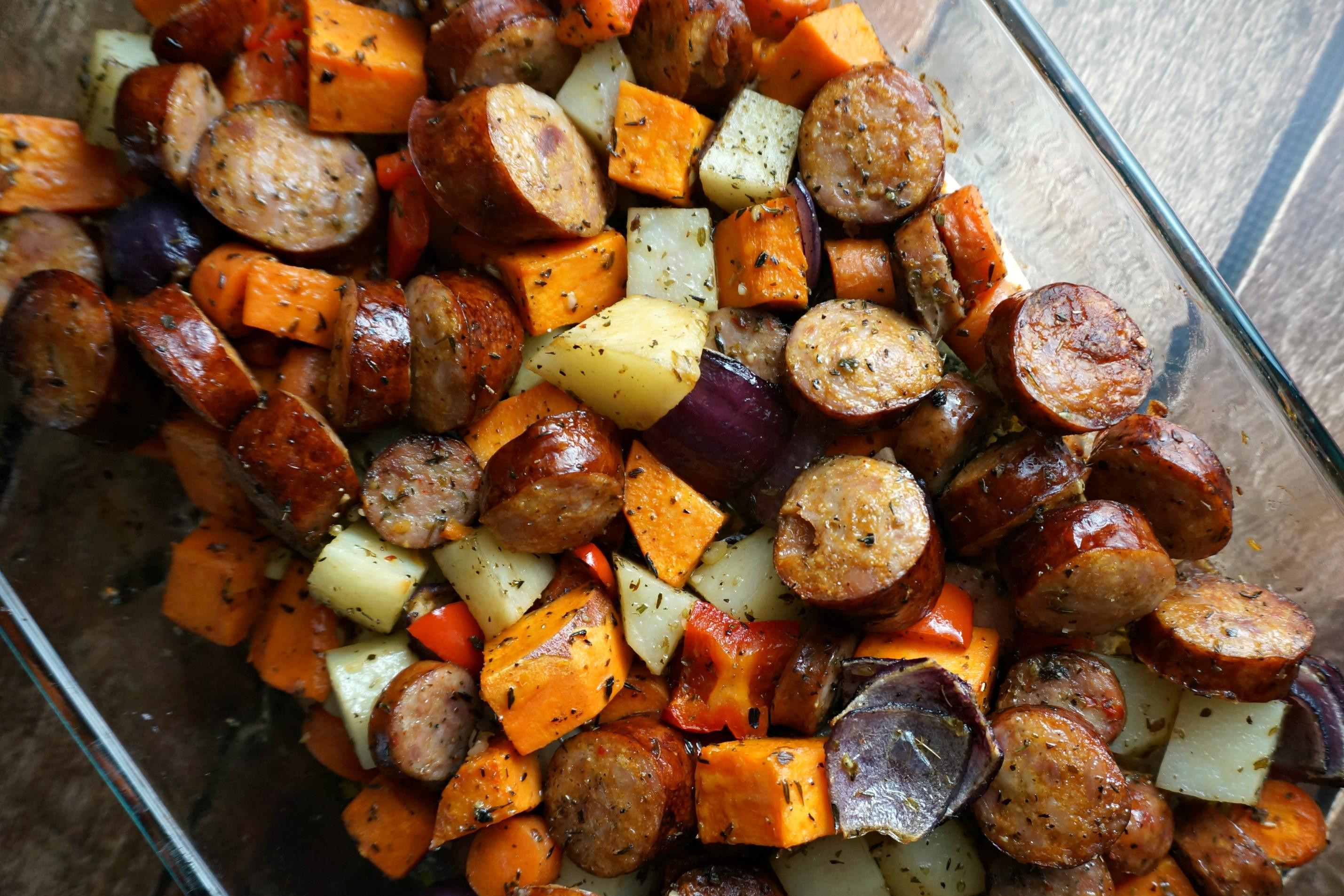 Sausage Potato Bake
 Paleo Sausage and Veggie Bake