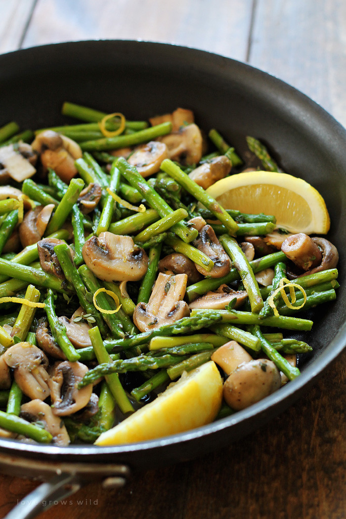 Sauteed Asparagus And Mushrooms
 Asparagus and Mushrooms in Lemon Thyme Butter Love Grows