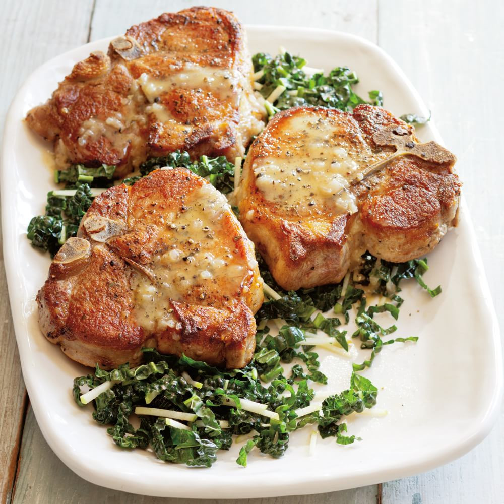 Sauteed Pork Chops
 Sautéed Pork Chops with Kale Salad