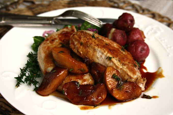 Sauteed Pork Chops
 Pork chops with sauteed apples and molasses cider glaze