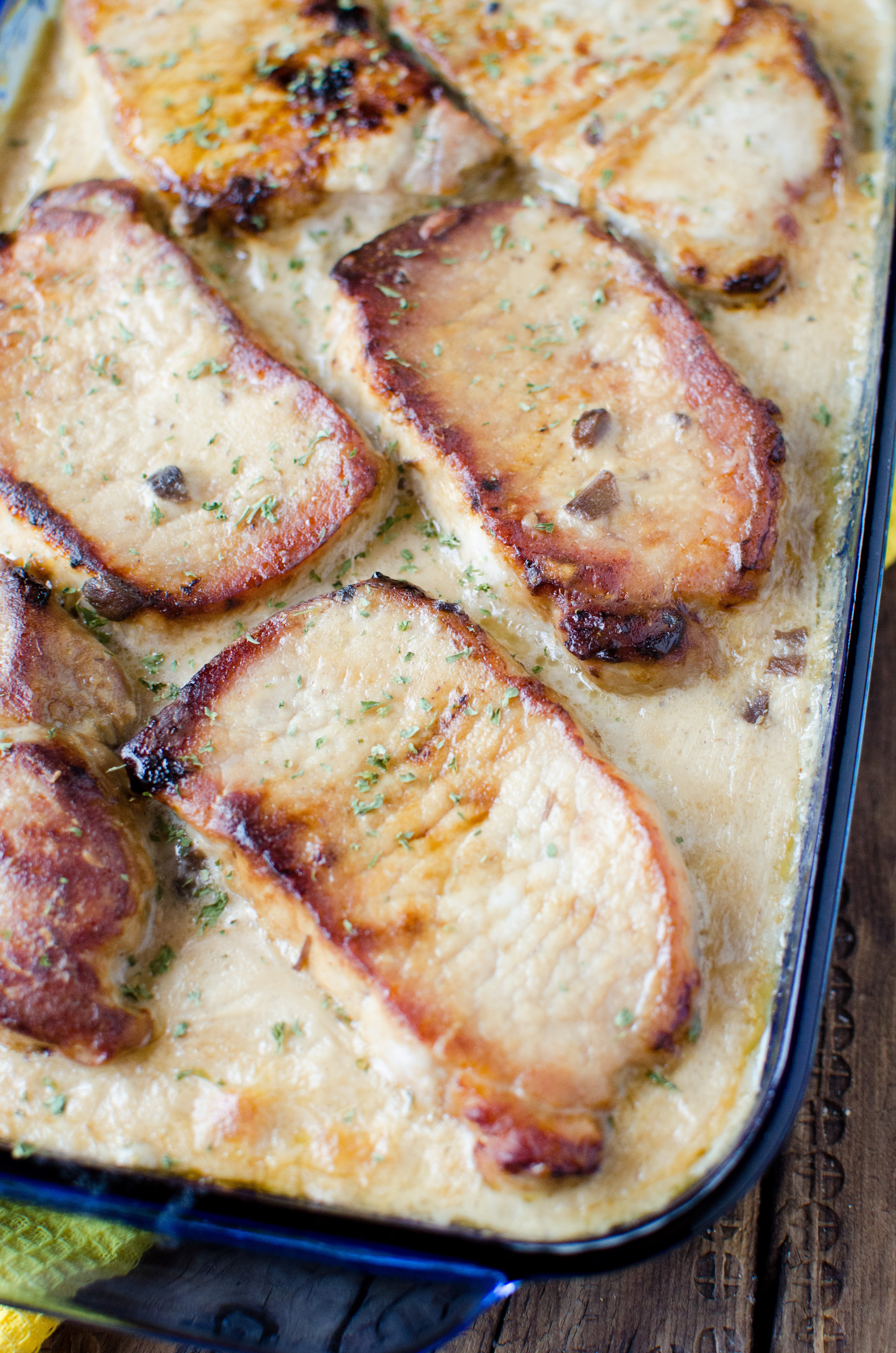 Scalloped Potato Casserole
 pork chops and scalloped potatoes with cream of mushroom soup