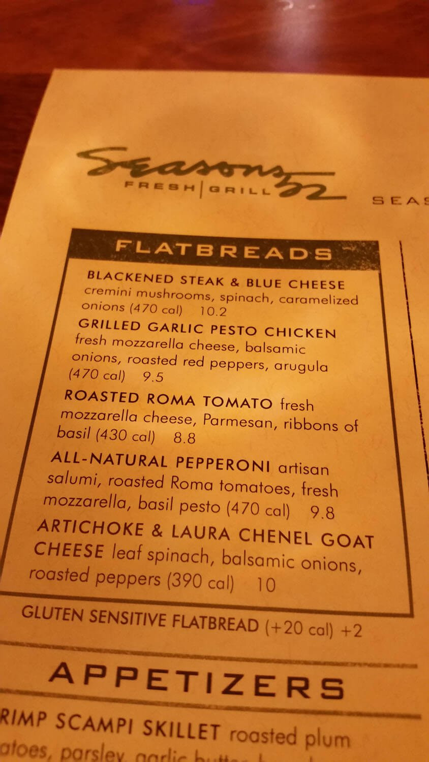 Seasons 52 Dinner Menu
 Seasons 52 Menu Prices