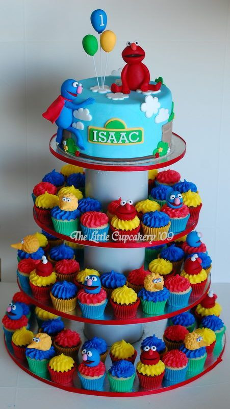 Sesame Street Birthday Cake
 Sesame Street Cupcake Tower All decorations are hand