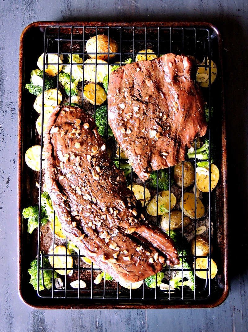 Sheet Pan Dinner
 Sheet Pan Steak with Potatoes and Broccoli