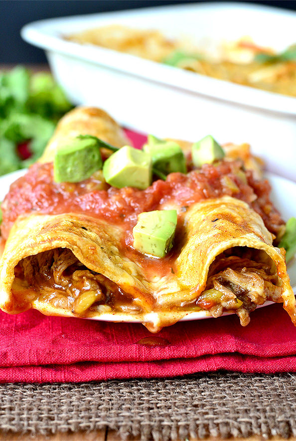 Shredded Beef Enchiladas
 Crock Pot Shredded Beef Enchiladas Iowa Girl Eats