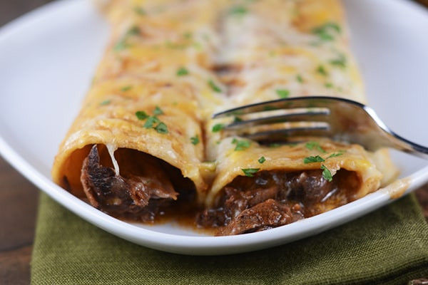 Shredded Beef Enchiladas
 Slow Cooker Tender Beef Enchiladas