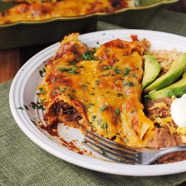 Shredded Beef Enchiladas
 Ugly Enchiladas with the BEST Homemade Red Enchilada Sauce