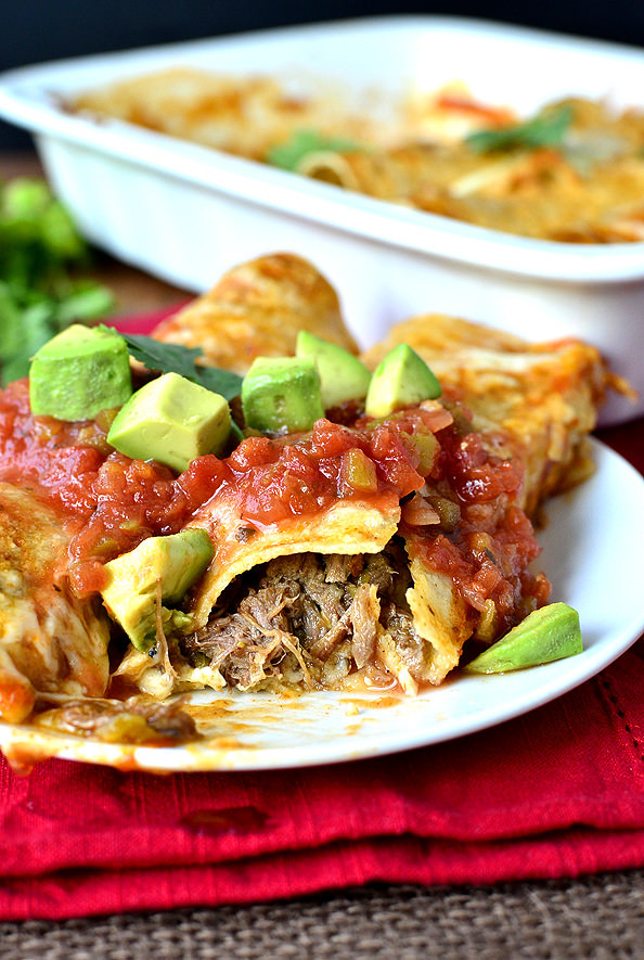 Shredded Beef Enchiladas
 Crock Pot Shredded Beef Enchiladas Iowa Girl Eats