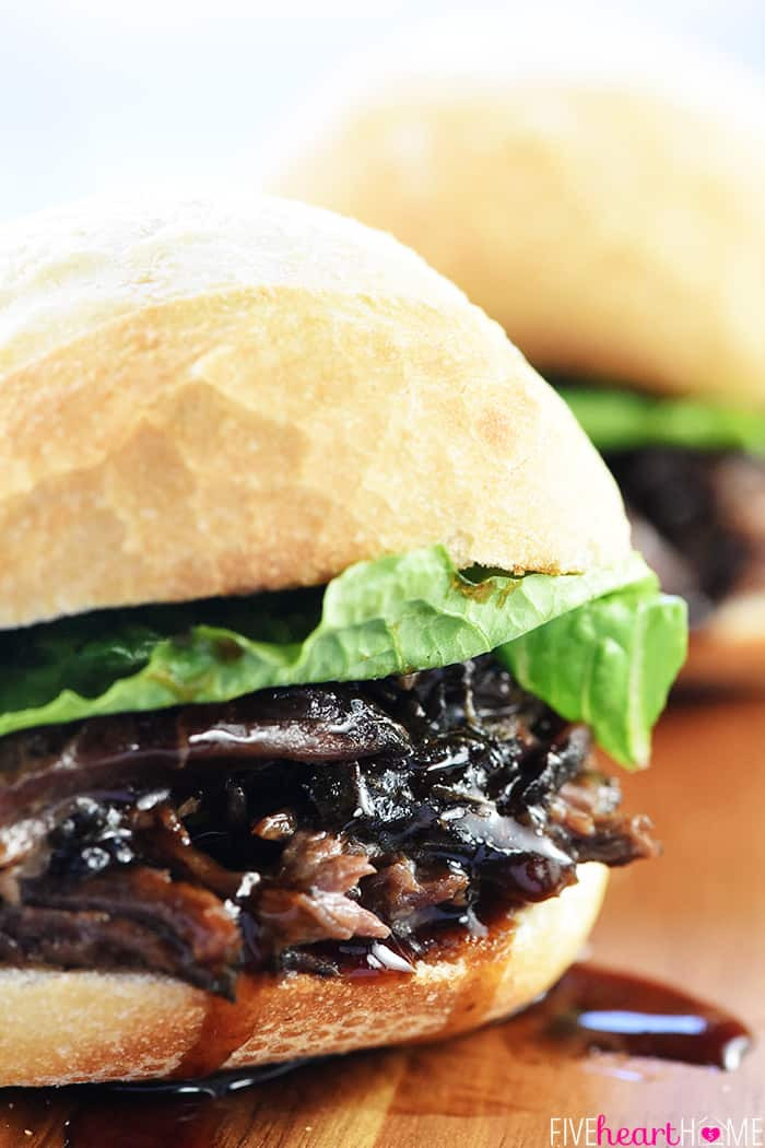 Shredded Beef Sandwiches
 Slow Cooker Honey Balsamic Shredded Beef Sandwiches