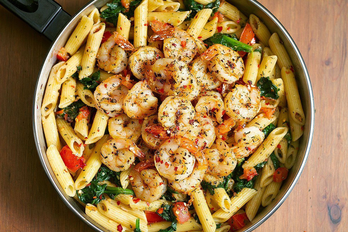 Shrimp And Pasta Dishes
 Shrimp Pasta Recipe with Tomato and Spinach — Eatwell101