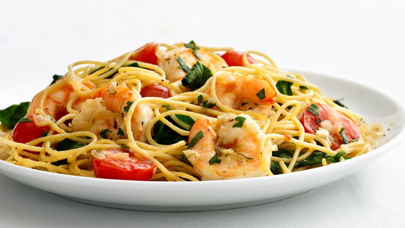 Shrimp And Pasta Dishes
 Skinny Garlic Shrimp Pasta Recipe BettyCrocker