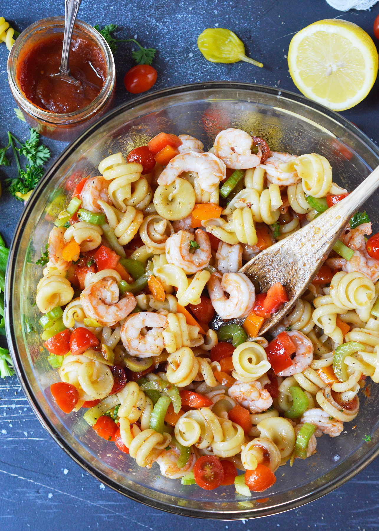 Shrimp And Pasta Salad
 Bloody Mary Shrimp Pasta Salad WonkyWonderful