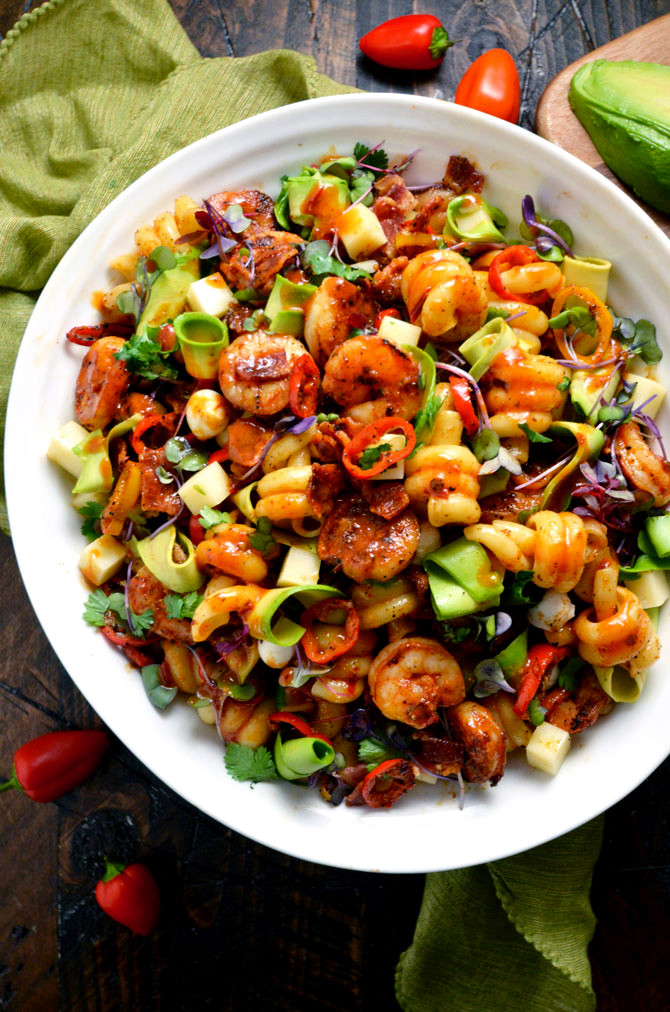 Shrimp And Pasta Salad
 Smoky Shrimp Pasta Salad with Chipotle Honey Vinaigrette