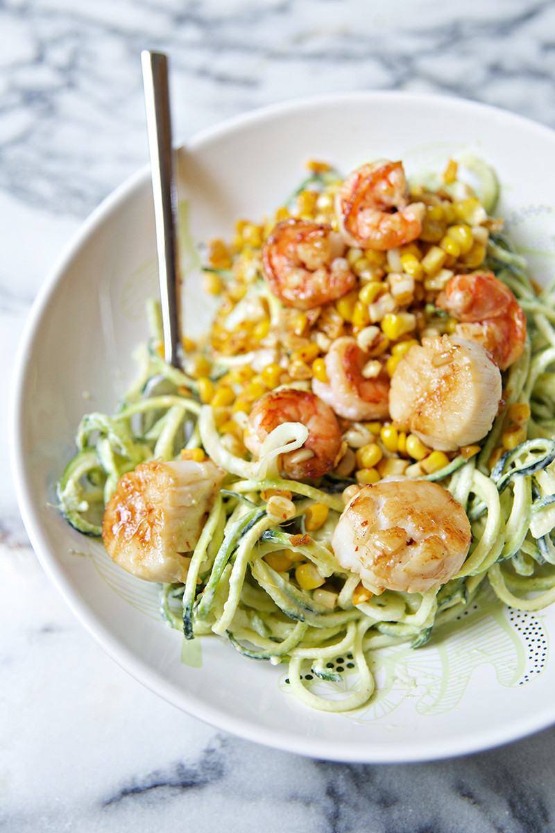 Shrimp And Zucchini
 Chili Lime Shrimp & Scallops with Corn Zucchini Noodles