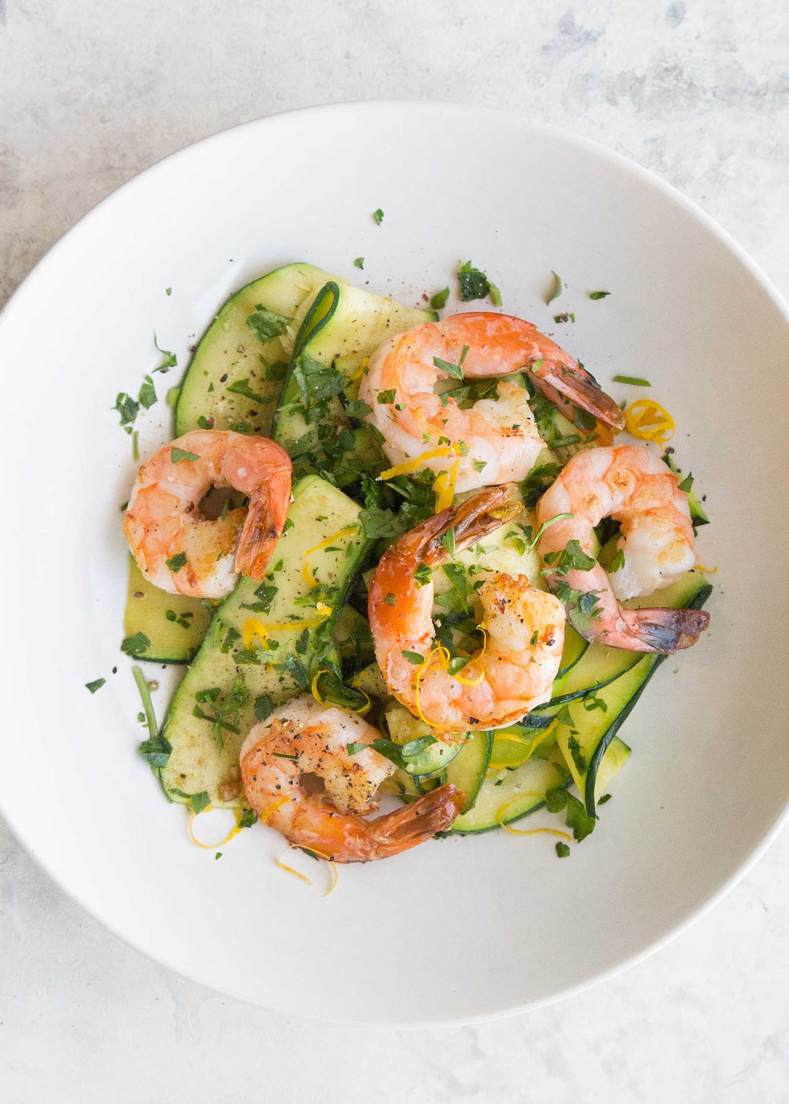 Shrimp And Zucchini
 Shrimp with Zucchini Noodles and Lemon Garlic Butter