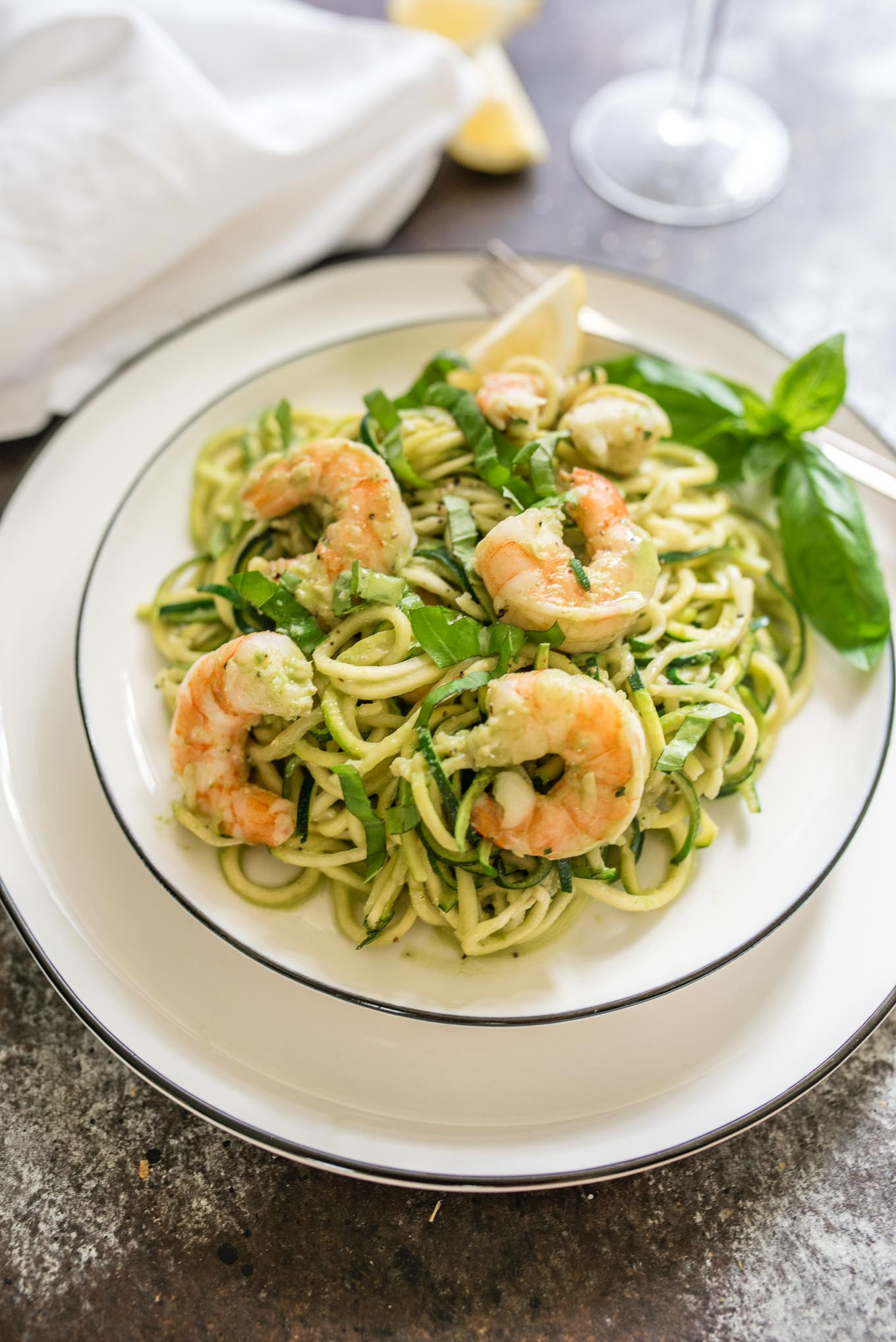 Shrimp And Zucchini
 Creamy Basil Zucchini Noodles with Shrimp