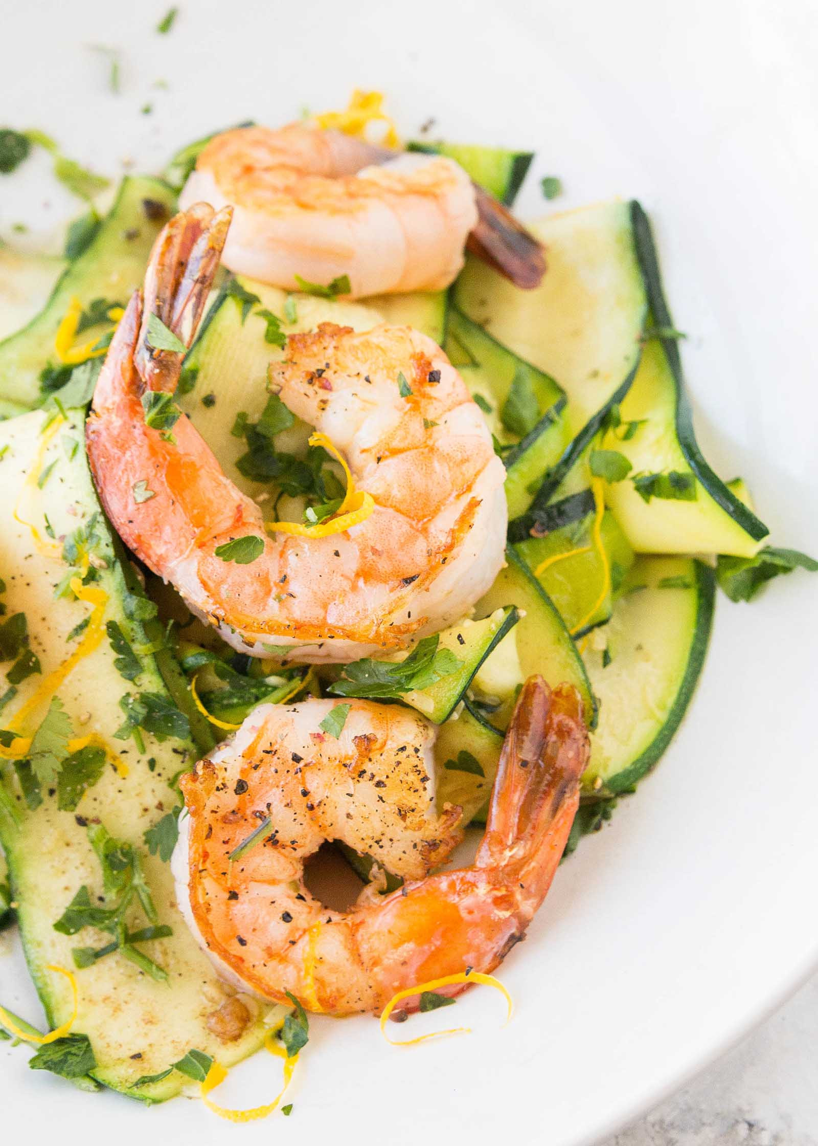 Shrimp And Zucchini
 Shrimp with Zucchini Noodles and Lemon Garlic Butter