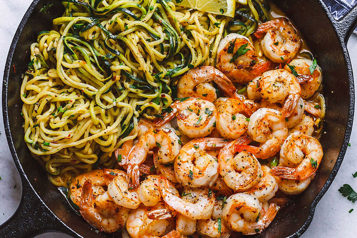 Shrimp And Zucchini
 10 Minute Shrimp Zucchini Noodles with Lemon Garlic Butter