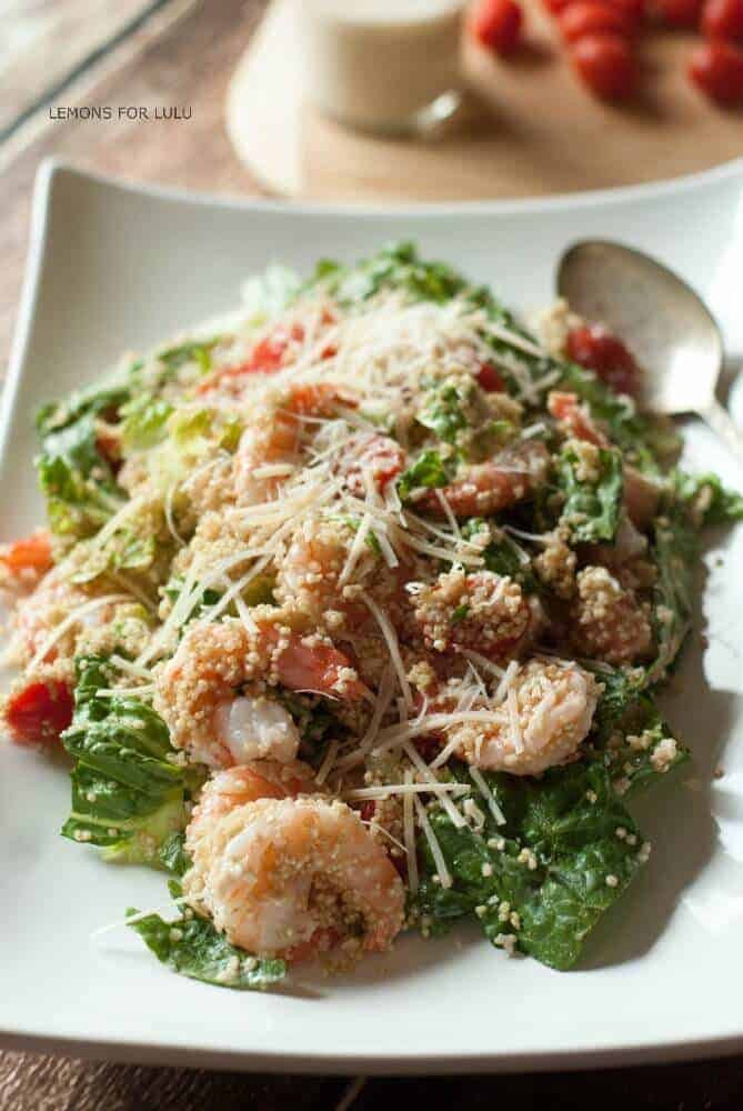 Shrimp Caesar Salad
 Caesar Salad Recipe with Shrimp & Quinoa LemonsforLulu