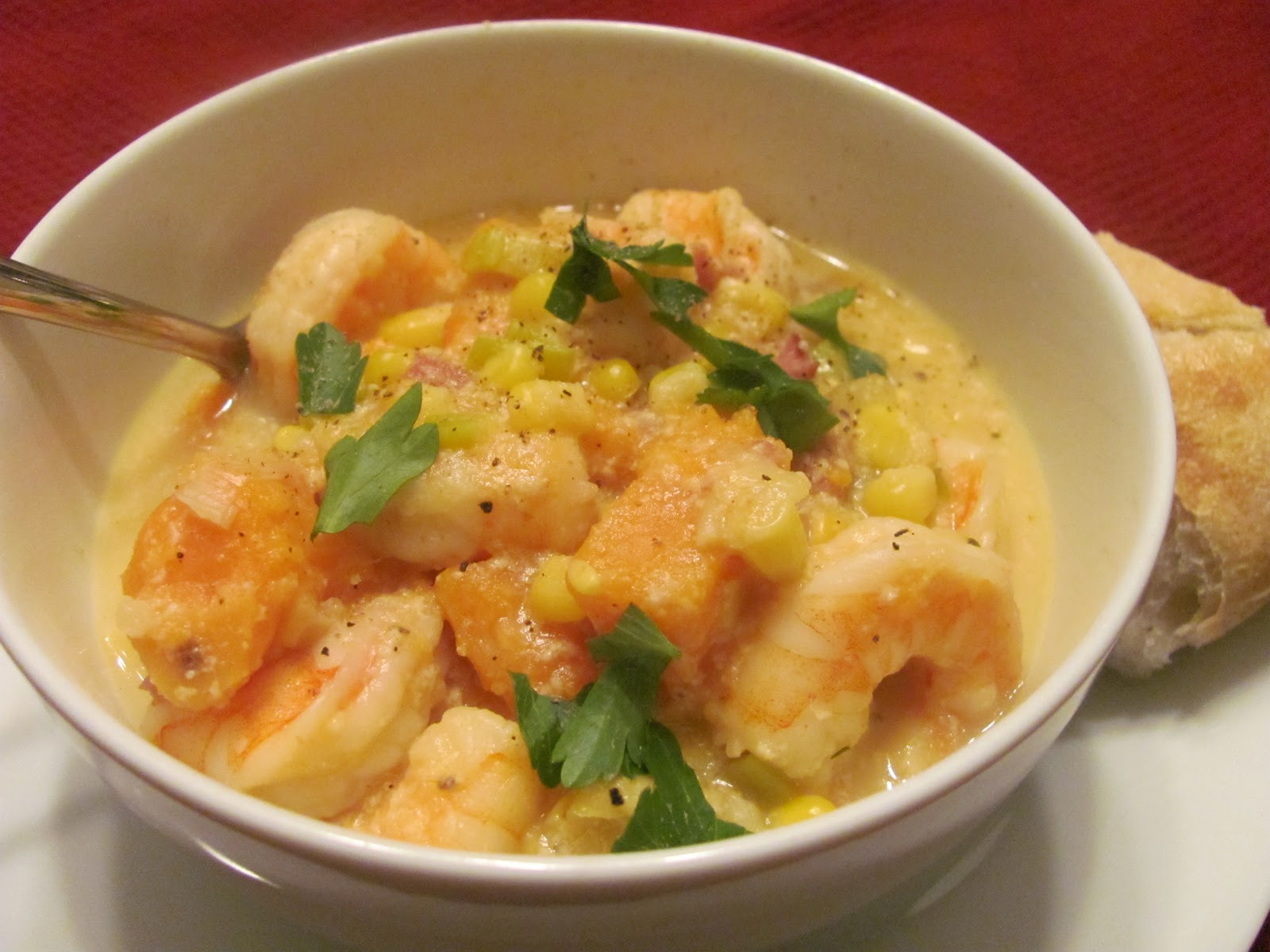 Shrimp Corn Chowder
 Kara s Cuisine Corn Chowder with Bacon Shrimp and Fennel