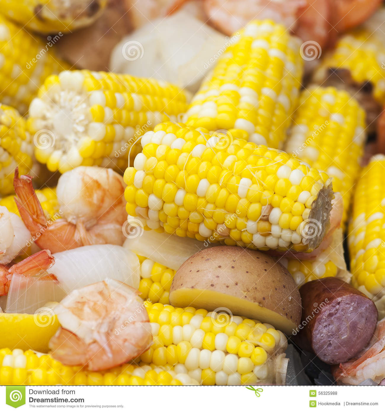 Shrimp Potatoes Corn Sausage Boil
 Shrimp Boil Stock Image