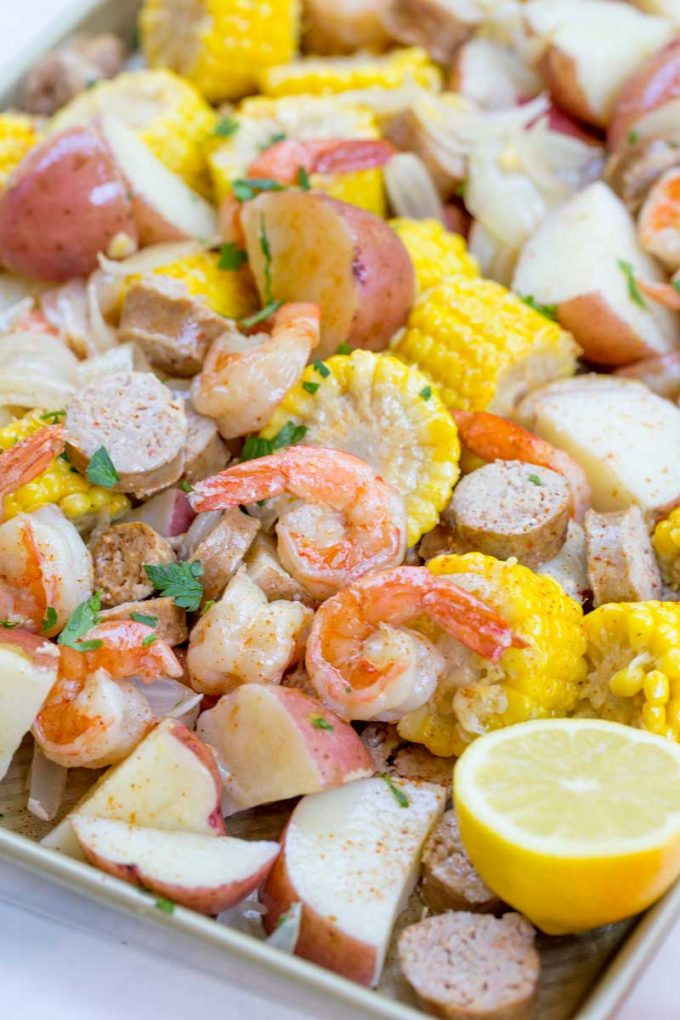 Shrimp Potatoes Corn Sausage Boil
 Easy Shrimp Boil Dinner then Dessert