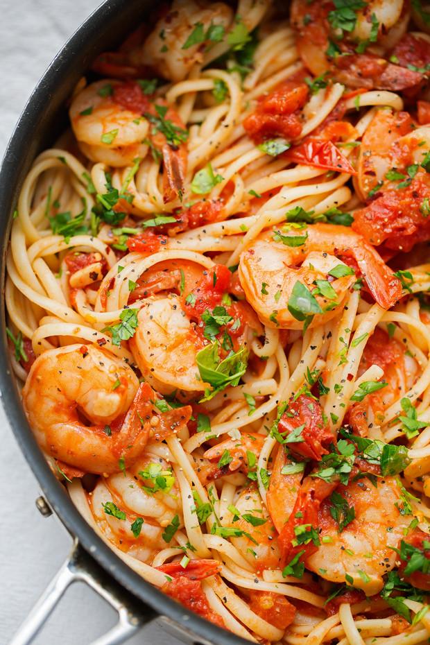 Shrimp Tomato Pasta
 Spicy Shrimp Pasta with Tomatoes and Garlic