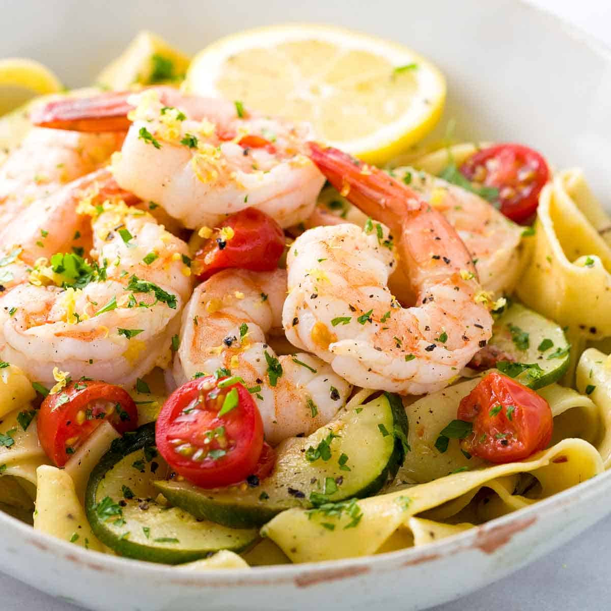 Shrimp With Pasta
 Shrimp Pasta with Lemon Garlic Sauce