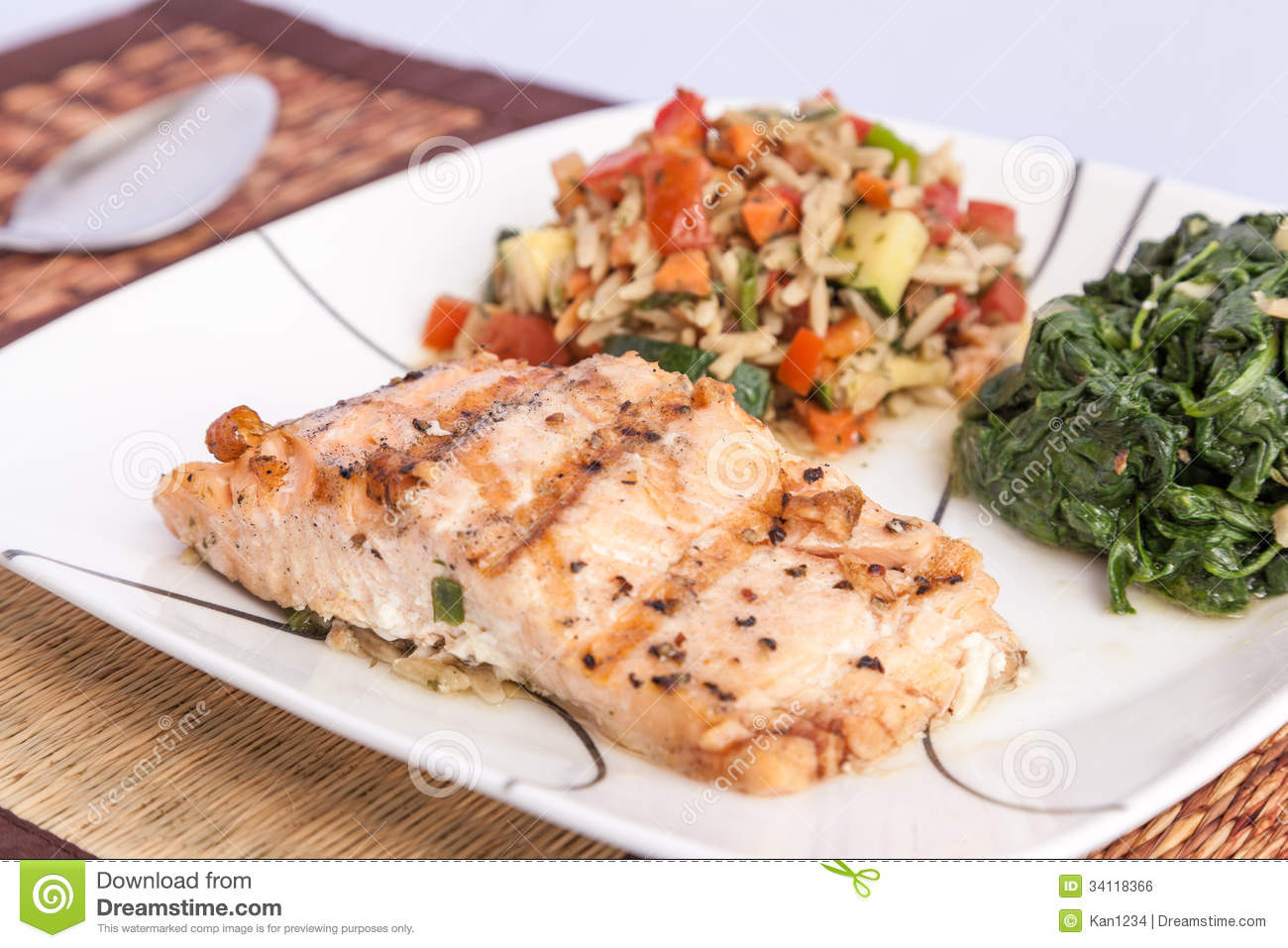 Side Dishes For Salmon
 Delicious Grill Salmon With Side Dishes Stock